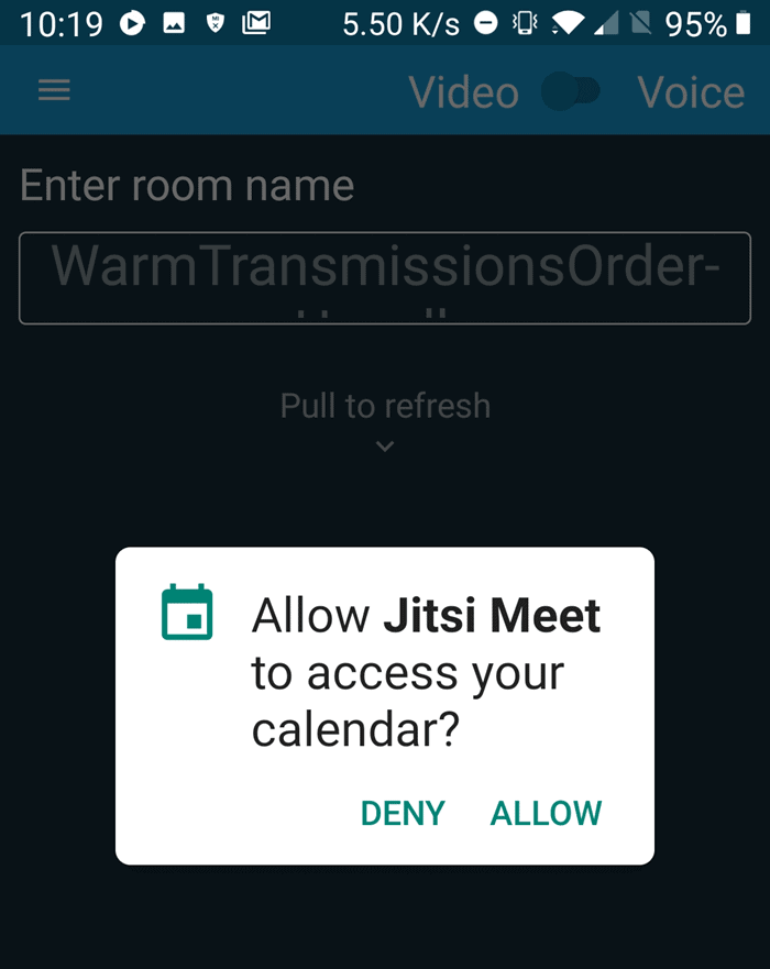 You can even choose whether to allow Jitsi access to your calendar