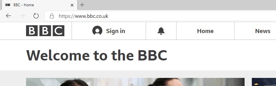 BBC website on our browser